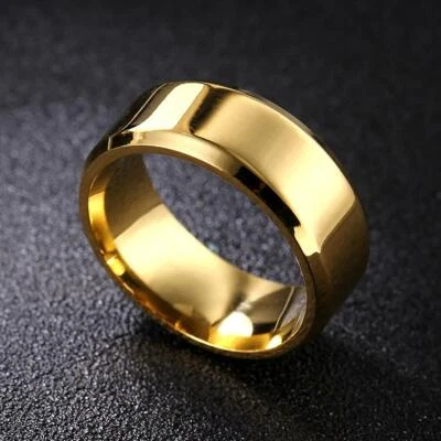 Men Black Stainless Steel Ring Wedding Lover Couple Rings For Women Size 6-12 - Image 1 of 4