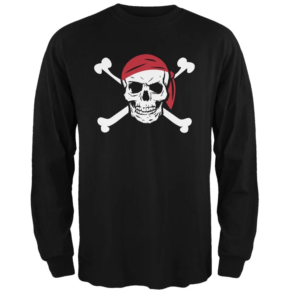 Camiseta Top Jolly Roger Negra Adulto Hombre Manga Larga Foto 1 de 1