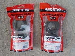 Tamiya F104 Frt Hard Rubber Tire Pair 54198 & F104 Soft Rear Tire Pair 54199 - Picture 1 of 2