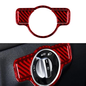 For Mercedes-Benz A C E CLA GLA Red Carbon Fiber Headlight Switch Button Trim B - Picture 1 of 15