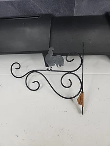Black Iron Wall Mount Rooster Country Kitchen Decor Farmhouse With Hardware - Picture 1 of 9
