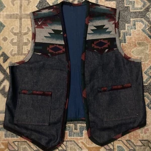 Vintage Handmade Western Country Vest Unisex Aztec No Size Fits XL - Picture 1 of 5