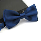 Men Satin Bowtie Classic Wedding Party Bow Tie Solid Color Adjustable Neckt~gu