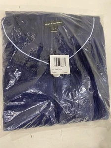 Miss Elaine Navy Mid-Full Length 3/4 Sleeve Full-Zip Bathrobe; L - Picture 1 of 1