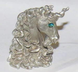 Pewter Comstock 1993 Vintage Unicorn Head with One Crystal 4397 - Picture 1 of 5