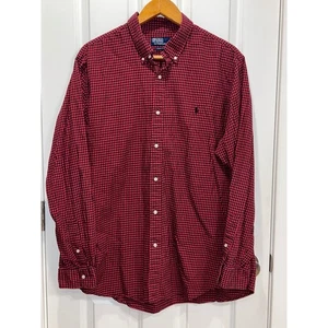 Camisa Polo Ralph Lauren Para Hombre Calce Clásico Guinga Abotonada Roja Negra XXL - Imagen 1 de 5