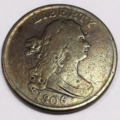 1806 Draped Bust Half Cent Beautiful Coin Rare Date - Image 1 of 2