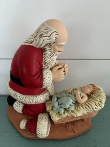 Vintage Kneeling Santa Claus Jesus Christmas Statue 1976 R Vargas RP Gauer - Picture 1 of 5