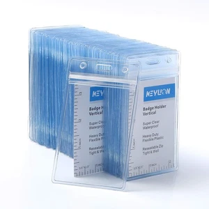 Confezione 100 Porta Badge Nome Carta d'identità, Resistente Trasparente Plastica PVC... - Foto 1 di 5