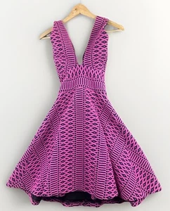 Vestido para mujer Hunter Bell talla 0 Laura Jacquard entrecruzado rosa magenta Barbie - Imagen 1 de 11