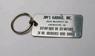 Vintage Jim’s Garage Lafayette IN Keychain – Metal Tag – Auto Service Promo - Image 1 of 2