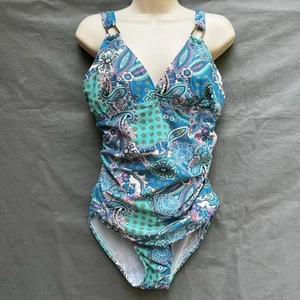Love Your Assets Sara Blakely Spanx Colorful Paisley One Piece Swimsuit Size L - Picture 1 of 6
