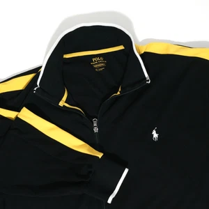 Polo Ralph Lauren Performance Jacket Mens XLT Full Zip Track Style Black Yellow - Picture 1 of 11