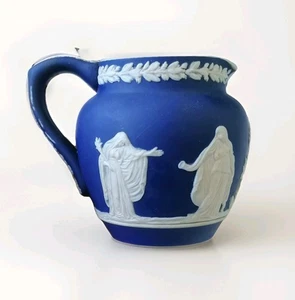Antike Jasperware Wedgwood Stil Kanne Adams Georgian selten blau weiß - Bild 1 von 21