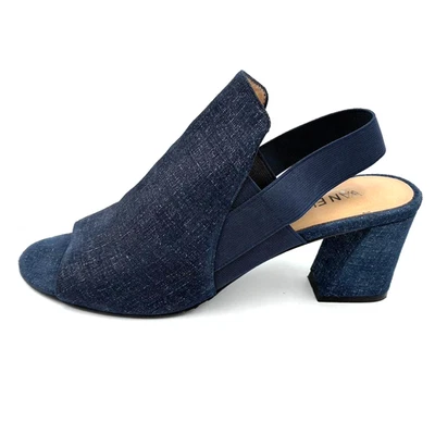 Vaneli Denim Berky Slingback Block Heels 12 Medium Blue Tweed Open Toe Dressy - Image 1 of 4