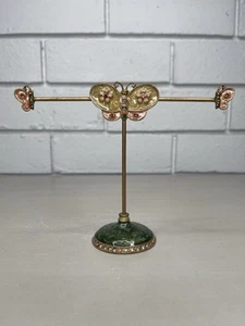 Metal Enamel Butterfly Jewellery Hanger Ring Display Stand Rhinestones Small - Picture 1 of 10