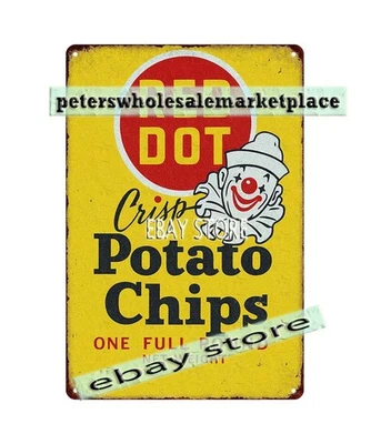 1950's Red Dot Potato Chip diner cafe rustic kitchen tin sign - Image 1 of 4