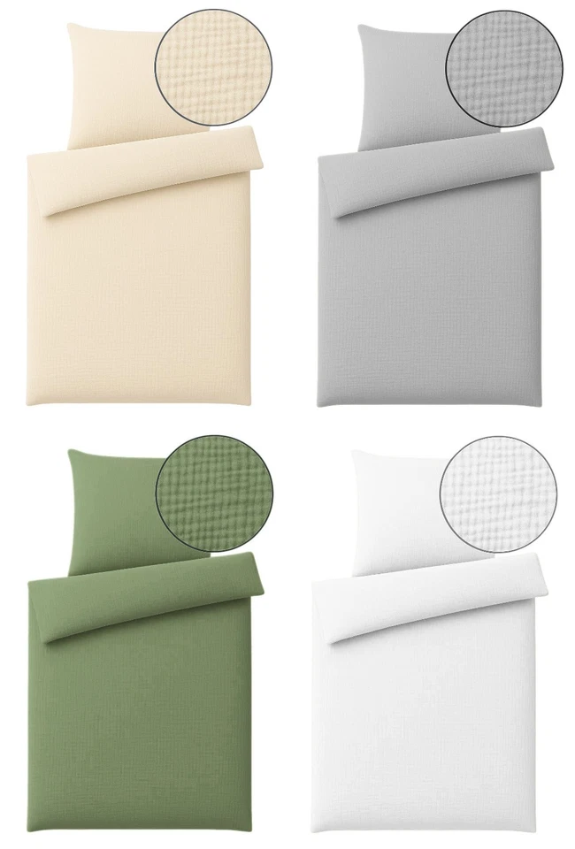 Musselin Bettwäsche 135x200 cm Unifarben weiche Baumwolle für Sommer und Winter - Bild 1 von 1