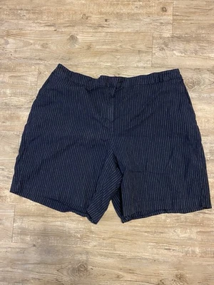 Pantalones cortos de lino a rayas azul marino talla grande Lane Bryant para mujer talla 28 espalda elástica Foto 1 de 4