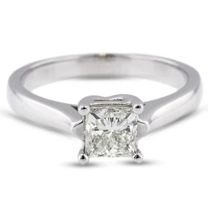 1/2ct D SI1 Princess Natural Diamond 950 Plat. Solitaire Engagement Ring - Picture 1 of 20