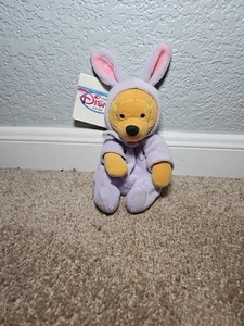 WINNIE THE POOH as EASTER BUNNY Mini Bean Bag Plush w/ DISNEY STORE tags Purple - Picture 1 of 2