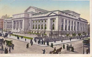 New York Public Library Trolley Pferdekutsche Postkarte - Bild 1 von 1