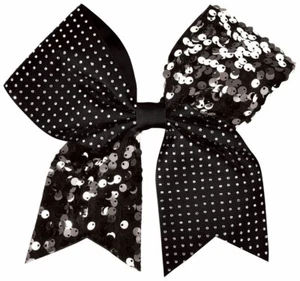 Chassé Black Rhinestone & Sequin Performance Hair Bow Cheerleading Girls' Bling - Picture 1 of 4