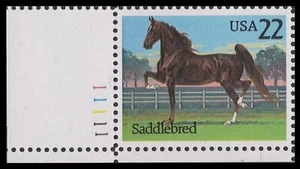 US 2157 American Horses Saddlebred 22c plate single LL MNH 1985 - Picture 1 of 1