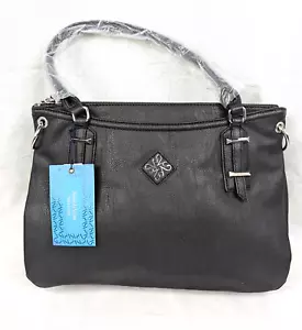 Bolso de mano Simply Vera Wang negro doble asa y correa cruzada nuevo con etiquetas - Imagen 1 de 21
