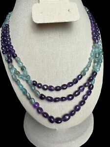 Jay King 3-Strand Apatite and Amethyst Bead 18" Necklace
