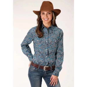 Women's Roper Blue brown CANYON PAISLEY WESTERN SHIRT Size XS S M L XL 1X 2X 3X - Picture 1 of 12