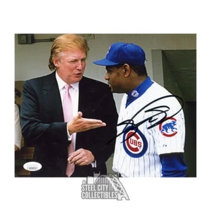 Sammy Sosa Autographed Chicago 8x10 Baseball Photo - JSA (With President Trump) - Picture 1 of 1