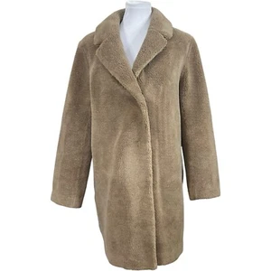 Anthropologie Lux Faux Fur Teddy Coat Velvet Graham Spencer Tan Large L Pockets - Picture 1 of 7