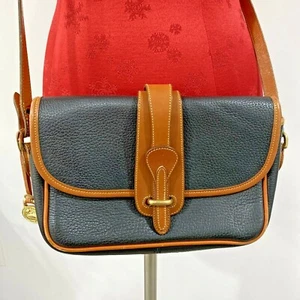Bolso Bandolera Vintage Dooney & Bourke Línea Ecuestre Negro y Bronceado Británico - Imagen 1 de 10