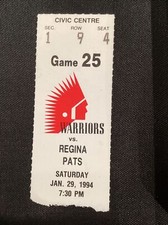 1994 Moose Jaw Warriors vs Regina Pats WHL Western Hockey League Ticket