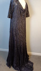 Torrid Size 18 Black Lace Maxi Dress Short Sleeve Boat Neck Witchy Goth Vampira - Picture 1 of 18