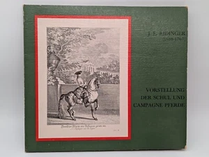 J.E. Ridinger  Mappe mit 12 Kupferstiche koloriert Schul- u Campagnepferde - Bild 1 von 10