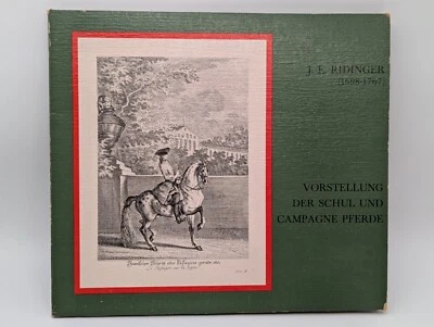 J.E. Ridinger  Mappe mit 12 Kupferstiche koloriert Schul- u Campagnepferde - Bild 1 von 4