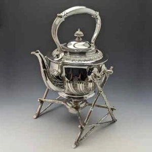 Antique Silver Plated Kettle & Burner Stand Set Walker & Hall 1900s MADE IN UK - Picture 1 of 10