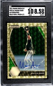 SGC 10 / 8.5 2021 Prizm Draft Picks Mason Auer RC GOLD VINYL 1/1 Auto Rays