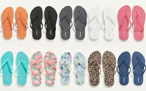 NEU alte marineblaue pflanzliche Flip-Flops-Sandalen blau rosa Flamingo Leopard Damen - Bild 1 von 26