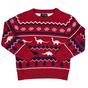 Andy & Evan Jungen Baumwolle Dinosaurier Winter Pullover rot Gr. 6 Winter festlich - Bild 1 von 8
