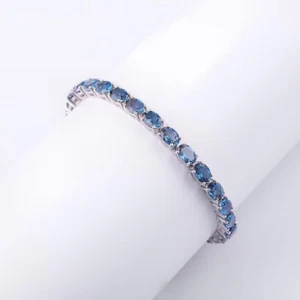 Natural London bue topaz Tennis Bracelet Anniversary Birthday Gift for women's - Picture 1 of 6