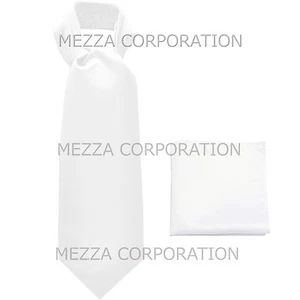 Nueva Corbata Vesuvio Napoli Para Hombre Poliéster Ascot Corbata Hankie Blanca Lisa - Imagen 1 de 3