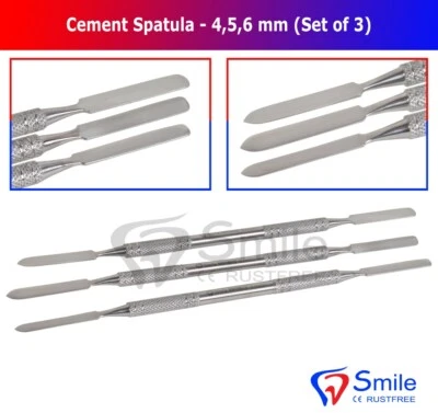 SMILE DENTALE Cement Spatula 4+5+6 mm (Set Of 3) Dental Laboratory Mixing Tool Double Ended