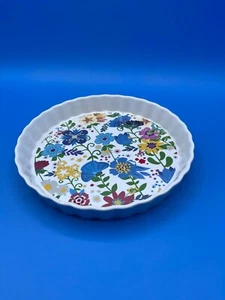 Orly Maison Living schöne Tortenquiche Platte 8,5" dekorative Blumen Keramik - Bild 1 von 3