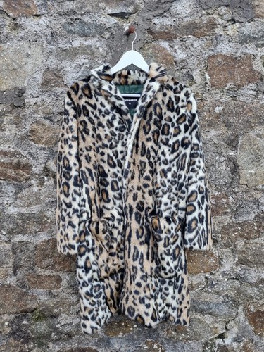 Cappotto pelliccia sintetica leopardato design lusso Dsquared2 nuovo con etichette 42 10 prezzo al pubblico £ 959