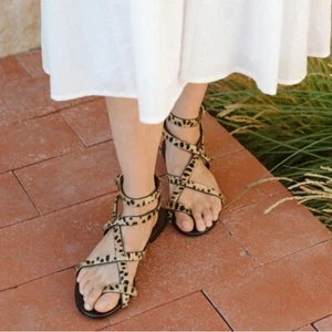 Jenni Kayne Pony Hair Strappy Sandals in Cheetah Size 38 US 8 NEW - Picture 1 of 8