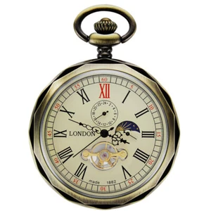 Luxury Men Women Mechanical Hand-winding Retro Stainless Steel Pocket Watch - Picture 1 of 14