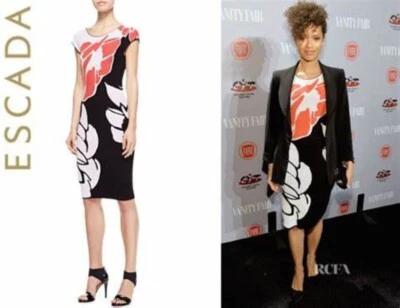 $1.2K ESCADA Vestido Suéter Tejido Estampado Floral Talla M 8 Foto 1 de 4